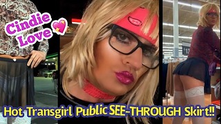 Sexy Transvestite Slut Outside Completely See-through Skirt! More Vids Gushing Soon!