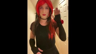 Goth Crossdresser Prendere in giro Tranny Trans