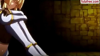 Anime Girl Gets Poked Wild By a Strapped on Vibrator