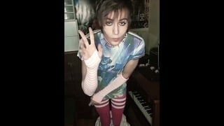 Sexy Femboy Stripping Punk Strip Tease