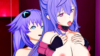 Hiperdimenziós Neptunia - Futanari Purple Heart X Iris Heart 3d Hentai