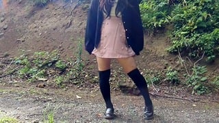 Vietnamese Crossdresser Pees Openly in the forest for a Selfie.