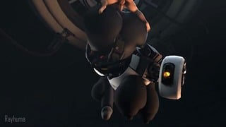 Agility Test Lq Futanari Man on Futa anal Futanari Glados Huge Boobs Big Dick Big Tits Portal Robot 3d butt