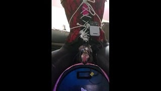 Huge Boobed Teen on Sybian Orgasm Cums While in Chastity