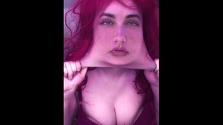 Woman Mask Redhead In Bra