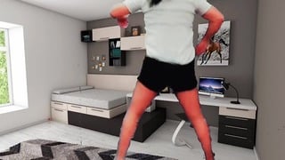 Jumping In Nylon And In Little Sexy Shorts Of My Step Sister