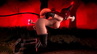 Demon Girl cai em uma armadilha de gangue com paus mágicos - pornografia em 3D