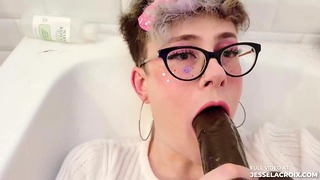 Beautiful Sissy Femboy Taking BBC Dildo In Ass And Mouth
