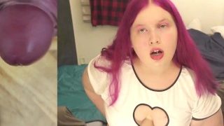 Chubby Tranny Masturbates With Cock Toy POV
