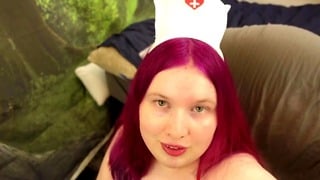 Chubby Tranny Nurse Jerks Big Cock To Please You With A Cumshot POV