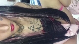 Cute Gothic E-Girl Sissygasm With Dildo