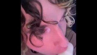 Cute Transgirl Femboy Sucks And Chokes On A Dildo POV