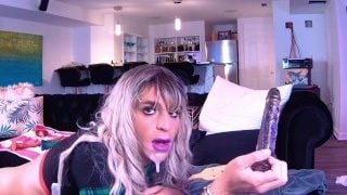 Femboy Sissy Slut Gags On Dildo Live For Her Daddy Like A True Crossdresser Whore! Sloppy Blowjob!!