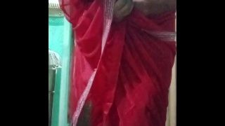 Indian Gay Crossdressing In Red Saree Looking Hot Indiangay Indiancrossdresser Crossdresser