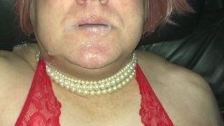 Mature Tranny Blowing Cum Bubbles After A Big Load