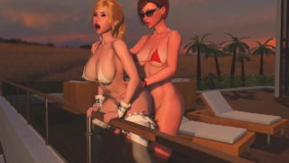 Transessuale rossa scopa una trans bionda - Sesso anale, 3D Futanari Cartoon porno sul tramonto