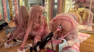Sissy Gets Her Ass Fucked By A Monster Dildo Tied To A Sex Machine
