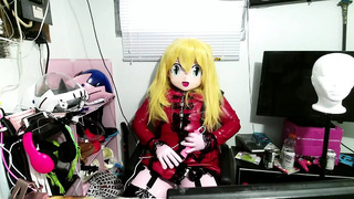 Latex Kigurumi Sissy Maid Breathplay and Vibrator