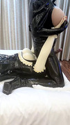 latex mistress sit on her sissy rubber maid