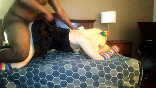 Black bull cums in crossdresser Jorden