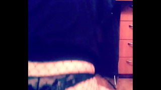 Crossdresser shows ass in very sexy stockings
