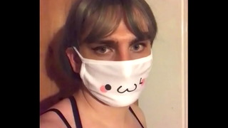 Young crossdresser blinks
