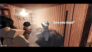 Femboy threesome in a sauna