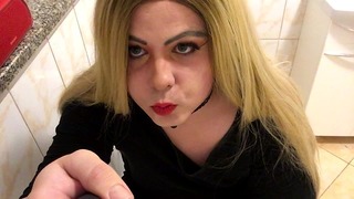 Sissy in Chastity Pisses