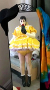 Frilly sissy diaper pantyhose  maid shows off outfit