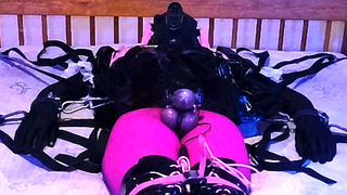 Sissy Maid Self Bondage Strapped to Bed