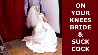 Sissy, reifer Crossdresser im Brautkleid lutscht und nimmt Analtraining für die Brautnacht