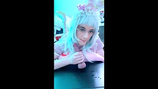 Cute bunny femboy makes you the perfect blowjob