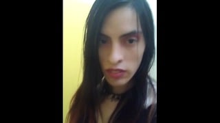 TS Sophia Kitty Jerking Off In Public Toilet