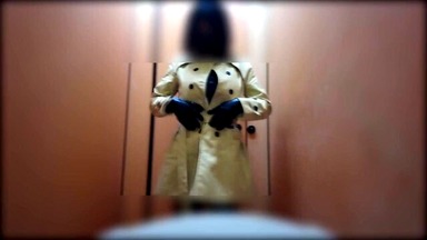 Sissy Latex Trench Coat Masturbate Public Toilet