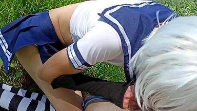 In Public, Sissy Femboy Greedily Sucks Cock
