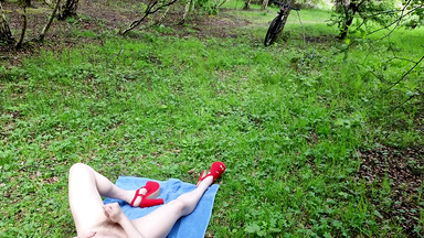 crossdresser outside enjoying her self